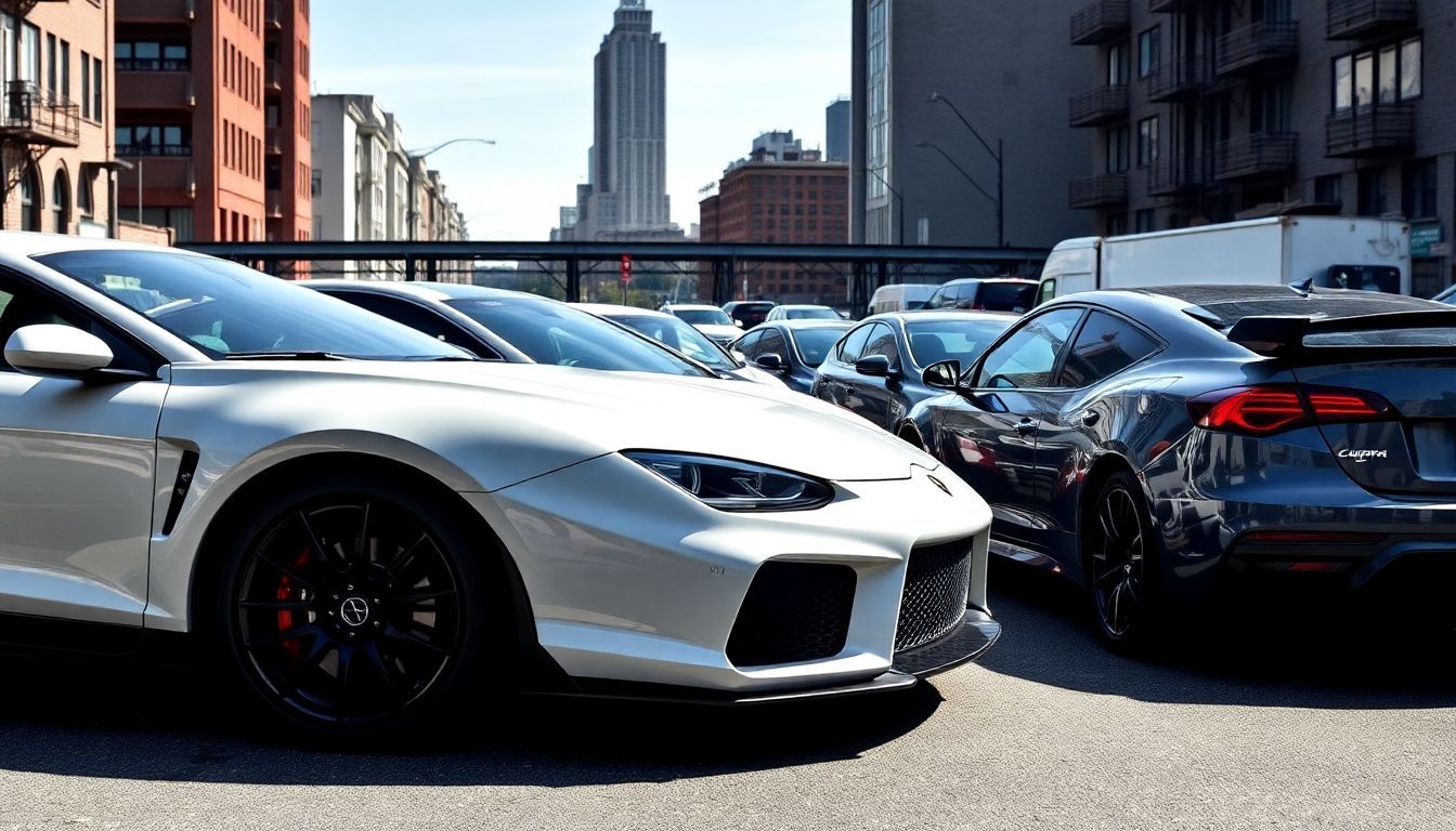 Verschillende iconische CUPRA-modellen geparkeerd in een stedelijke omgeving.