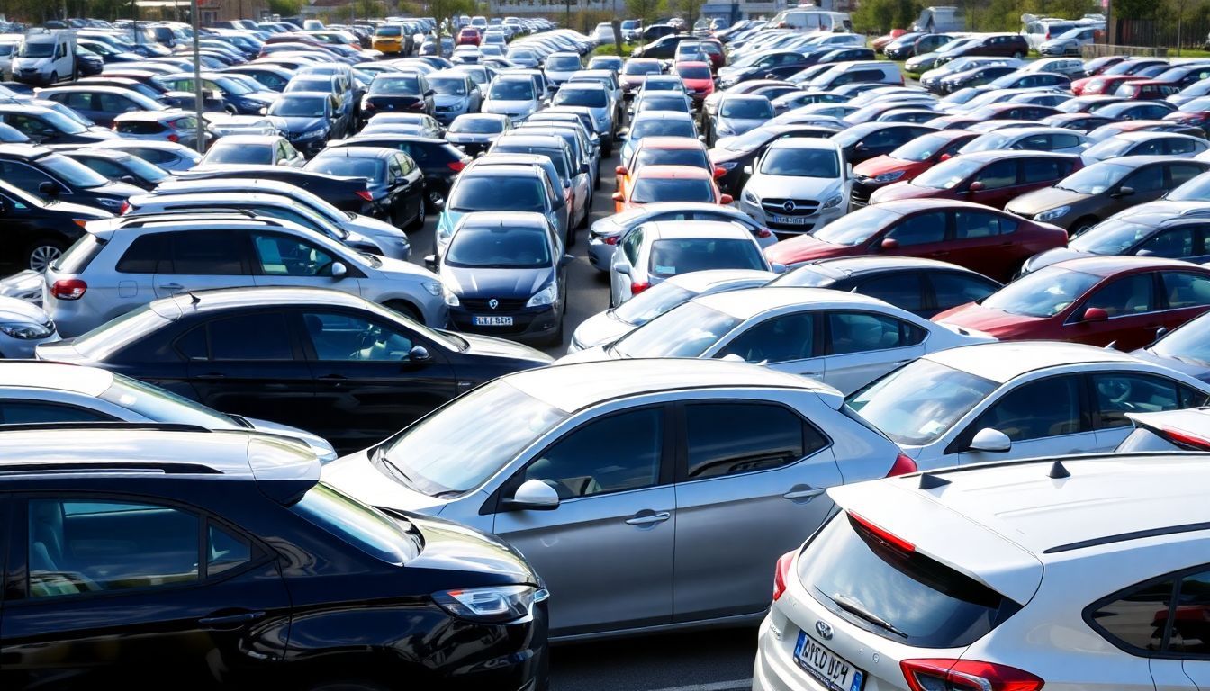 Een drukke parkeerplaats met diverse auto's in Nederland.